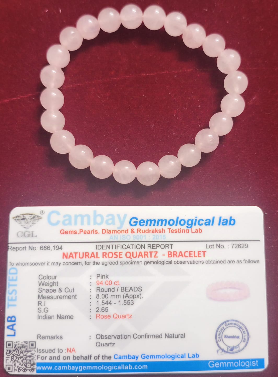 NATURAL ROSE QUARTZ BRACELET - Image 2